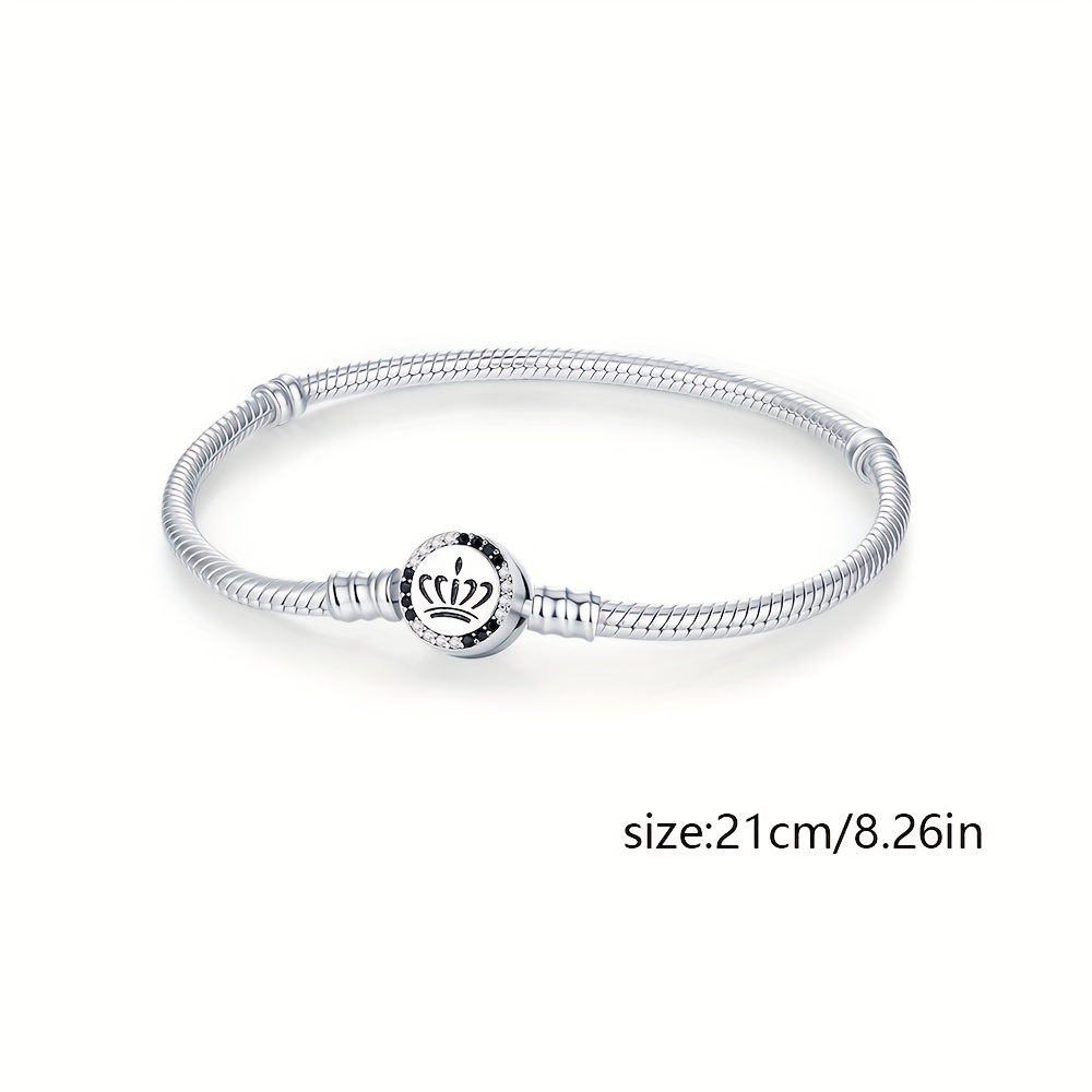 New 925 Silver-Plated Crown Chip Bracelet, Elegant Gift